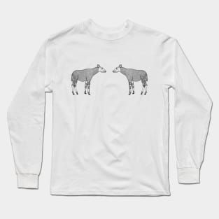 Okapis in Love - hand drawn animal design Long Sleeve T-Shirt